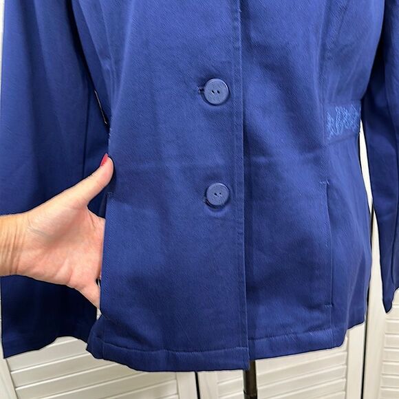 Denim & Co Peplum Blazer Medium Blue Stretch NWOT - Picture 10 of 14
